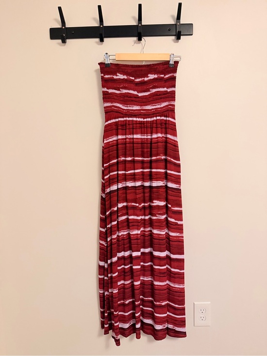 Evereve Dresses & Skirts - Evereve Burnt Orange and Lavendar Strapless Smocked Maxi Dress